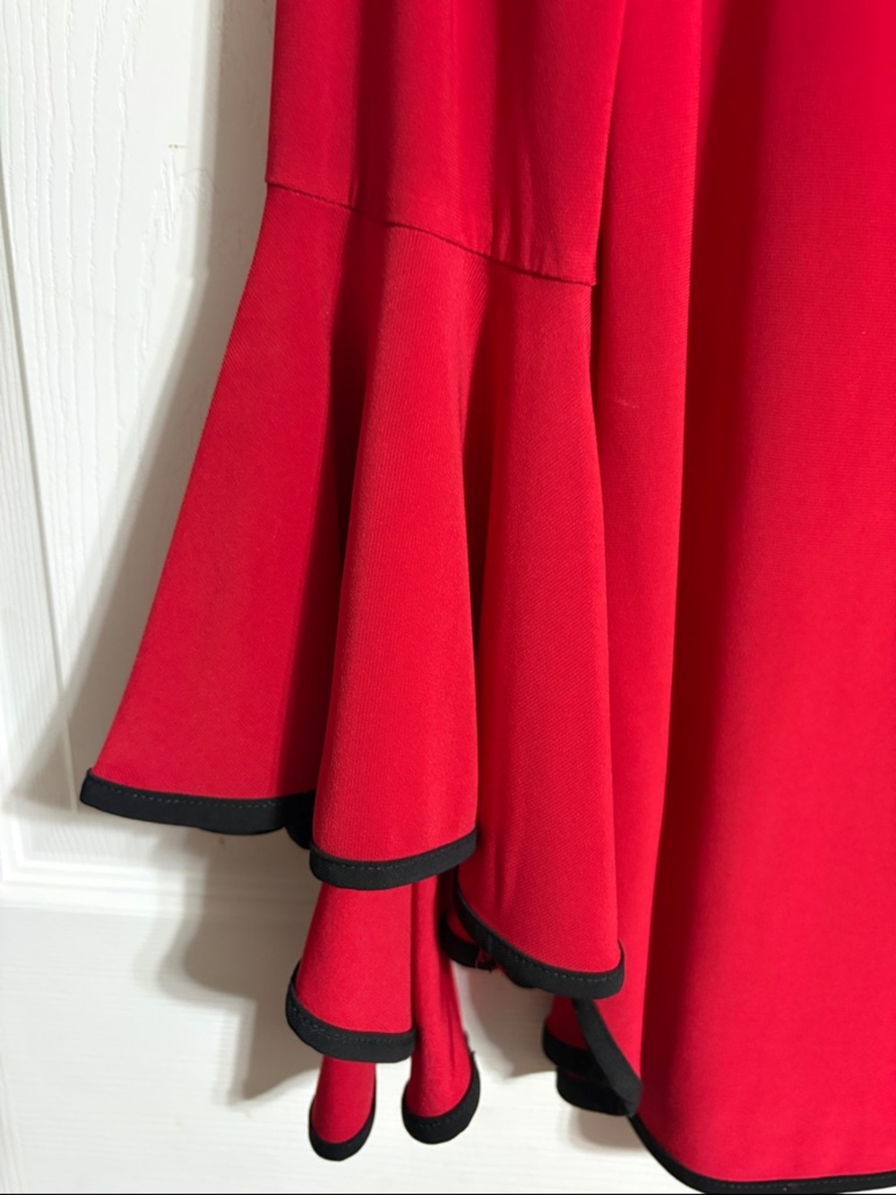 Coco Bianco Red Bell Sleeve Blouse with Black Trim - Picture 2 of 3